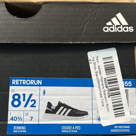 Adidas Womens Retrorun Running shoe, black/white/violet tone with zebra accents - Picture 7 of 7